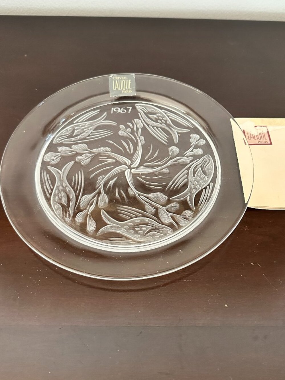 Vintage Lalique 1967 Clear Cristal Plate New